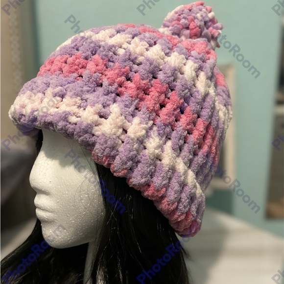 Handmade Knitted Pom Pom Hat - Picture 2 of 2